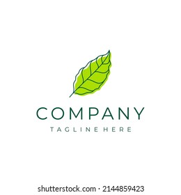 Line art coffee leaf logo design vector icon illustration
