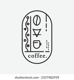 Line art coffee shop logo icon vector design, seed cup coffee logo simple design