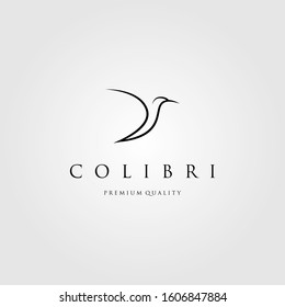 line art colibri logo humming bird vector, label, badge, illustration design