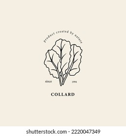 Line art collard branch illustration