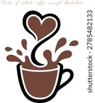 Line art collection of artistic coffee concept illustrations, minimalist coffee cup icons with creative splash and aromatic bean steam, elegant linear design elements for cafe branding and morning beverage menu, continuous outline vector symbols, line art of beautiful coffee cup collection, vector linear icons set for cafe illustration design.