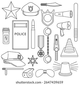 Line Art Collection: Police Equipment and Insignia