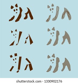 Line art collection. Vector abstract design banner web template. Graphic design geometric shape. Panda bear symbol. Adorable mammal animal. Modern flat design symbol collection. Panda cute set.