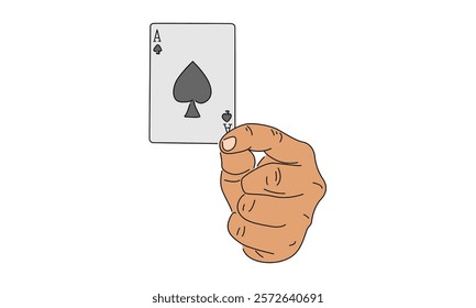 line art color of ace of spade card illustration