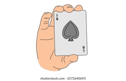 line art color of ace of spade card illustration