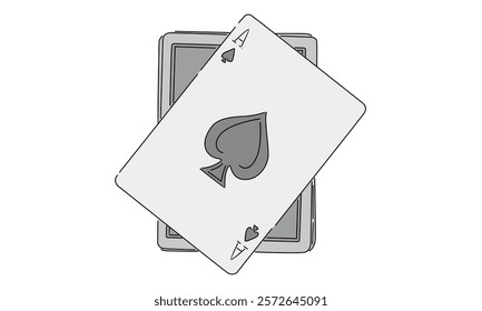 line art color of ace of spade card illustration