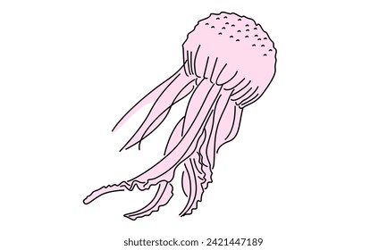 line art color of adorable jellyfish vector illustration