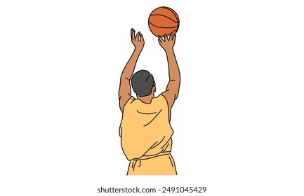 line art color of basketball player vector illustration
