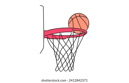 line art color of basketball vector illustration