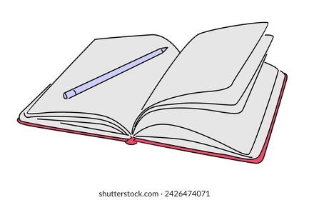 line art color of book vector illustration