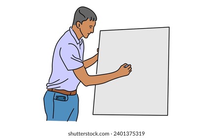 line art color of business presentation vector illustration