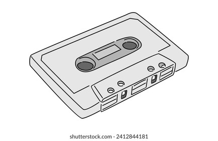 line art color of cassette tape ribbon vector illustration