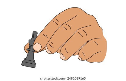 line art color of chess game concept vector illustration