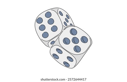 line art color of dice illustration