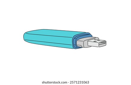line art color of flashdisk illustration