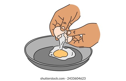 line art color of fried egg on a pan