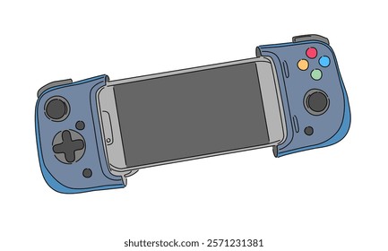 line art color of game controller illustration