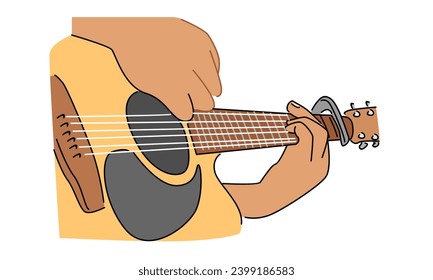 line art color of guitarist playing guitar