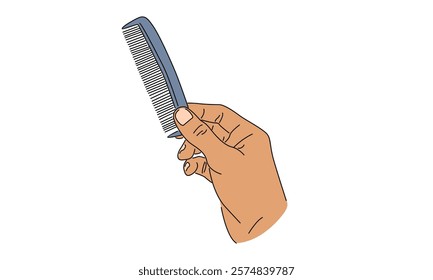 line art color of hair comb illustration