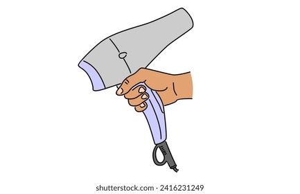 line art color of hair dryer vector illustration