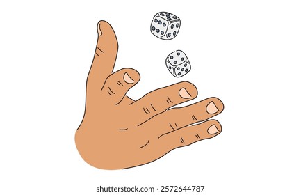 line art color of hand with dice illustration