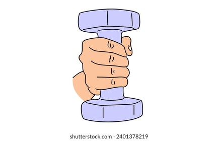 line art color of hand holding dumbbell