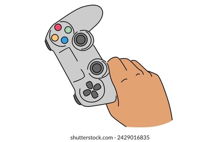 line art color of hand holding game controller