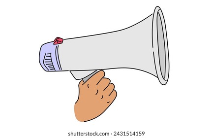 line art color of hand holding megaphone