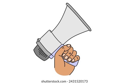 line art color of hand holding megaphone