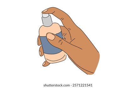 line art color of hand holding perfume illustration