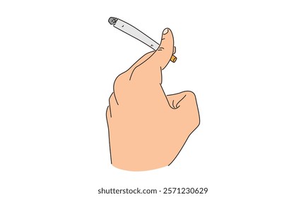 line art color of hand holding cigarette illustration