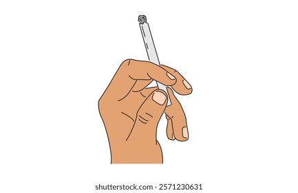 line art color of hand holding cigarette illustration