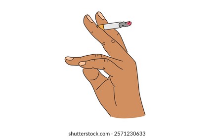 line art color of hand holding cigarette illustration