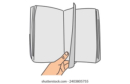 line art color of hands holding book vector illustration