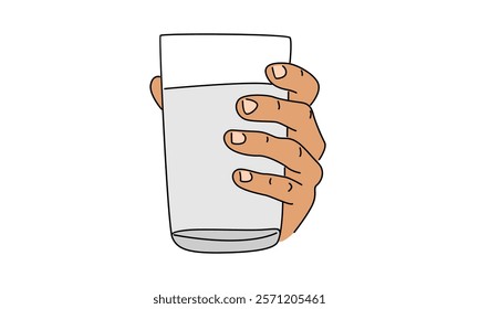 line art color of hands holding a cup