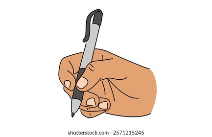 line art color of hands writing letter