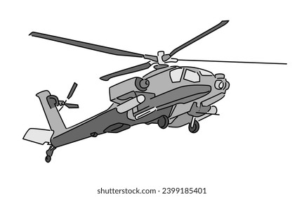 line art color of helicopter vector illustration