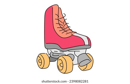line art color illustration of sport roller skates
