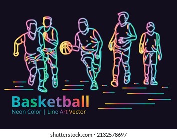 Line art color of men's basketball. Vector Eps10