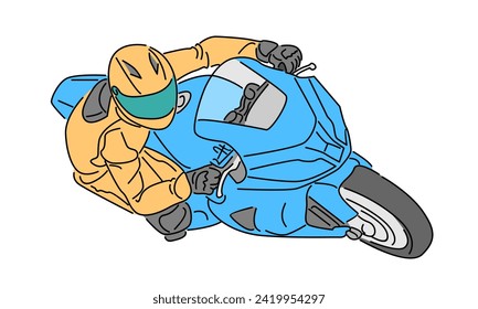 color de arte de línea de moto biker. Ilustración vectorial del concepto de carreras de superbicicletas