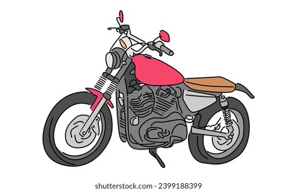 line art color of old classic vintage motorcycle