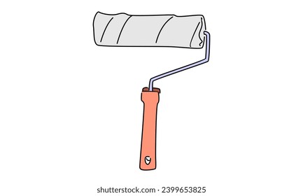 line art color of paint roller vector illustration