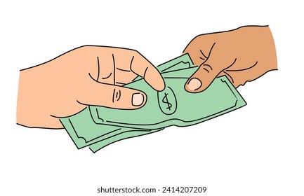 line art color of payment with money, buying or purchase vector illustration