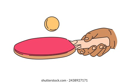 line art color of ping pong rackets and ball