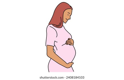 Line art color of Pregnant Woman vector illustration