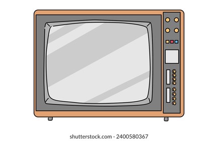 line art color of Retro TV vector illustration