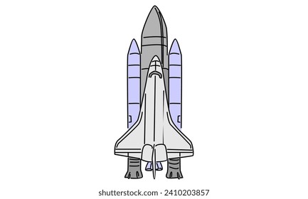 line art color of rocket flight vector illustration