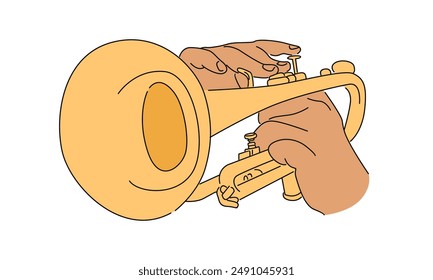 line art color of saxophone player vector illustration