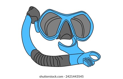 line art color of scuba diving mask with snorkel vector illustration