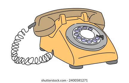 line art color of Vintage telephone old style
